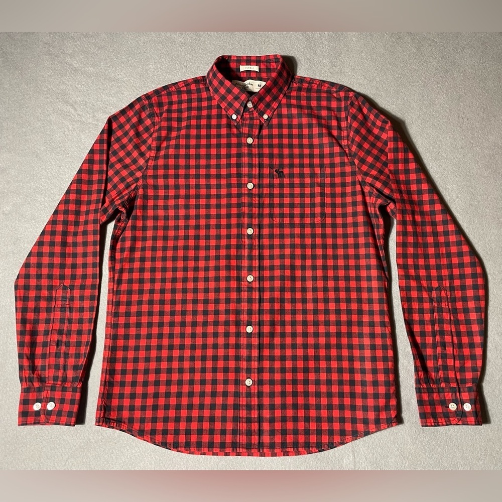 Abercrombie & Fitch Men’s Muscle Long Sleeve Casual Shirt Size Medium Checkered